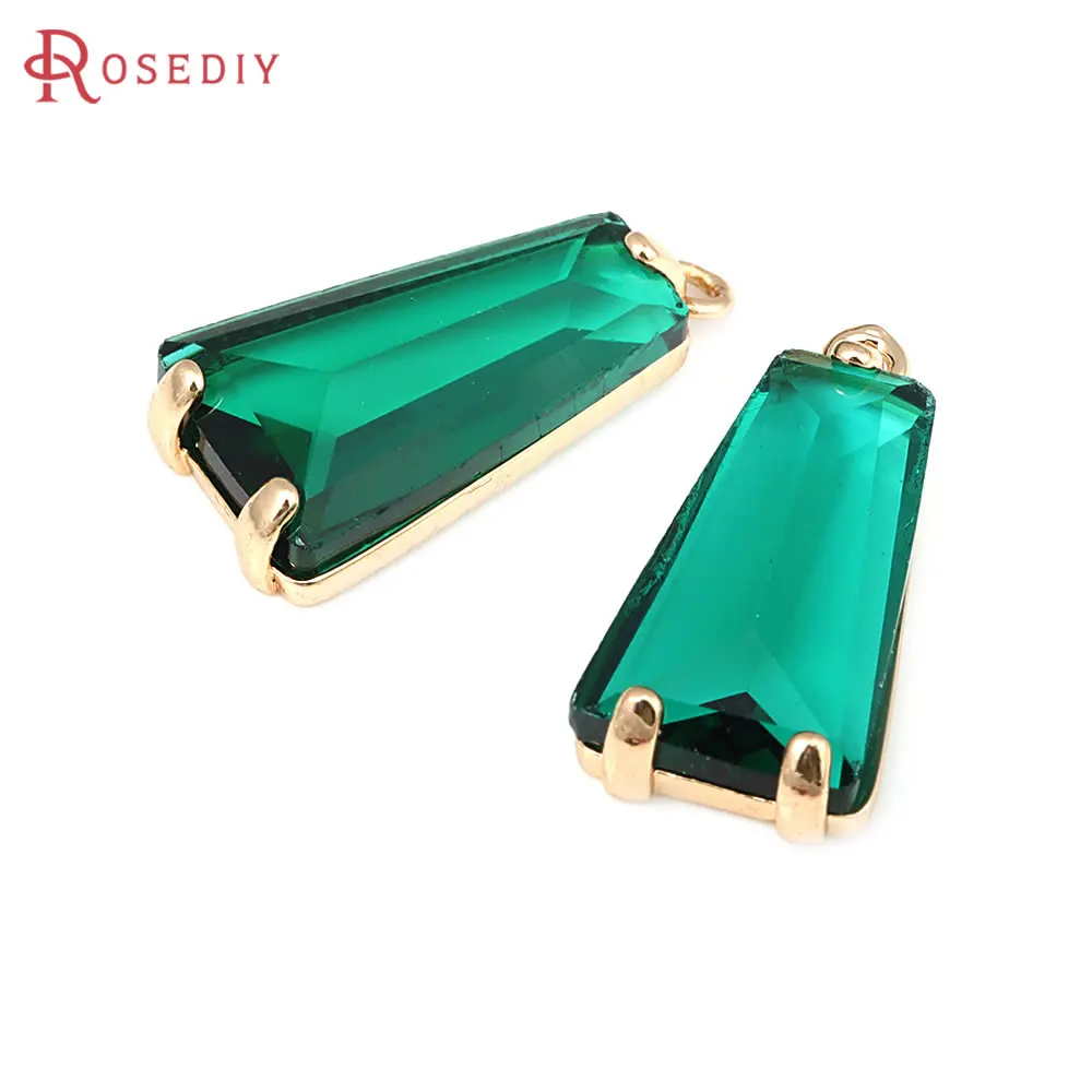 4PCS 18K Gold Color Brass and Glass Ladder Shape Charms Pendants Diy Jewelry Making Necklace Earrings Accessories for Women