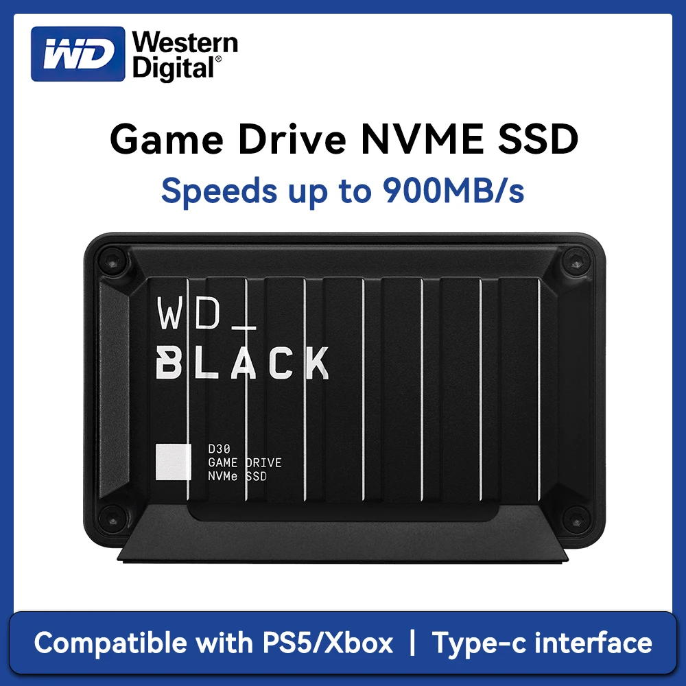 Western Digital WD_BLACK D30 Game Drive SSD 1TB 2TB Portable External Solid State Drive Compatible with Playstation4 Xbox PC