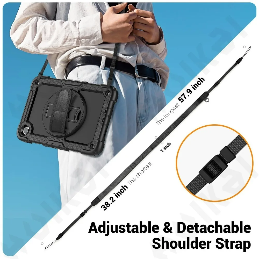 Case For Redmi Pad 2 SE 9.7 2026 CaseHeavy Duty Shockproof Protective Case with Screen Protector, 360° Rotating Stand Cover