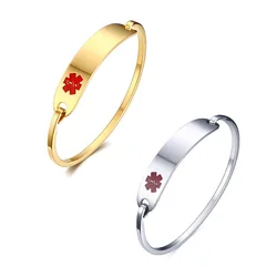 New Fashion Stainless Steel Medical Alert ID Bangle Bracelet for Men Women