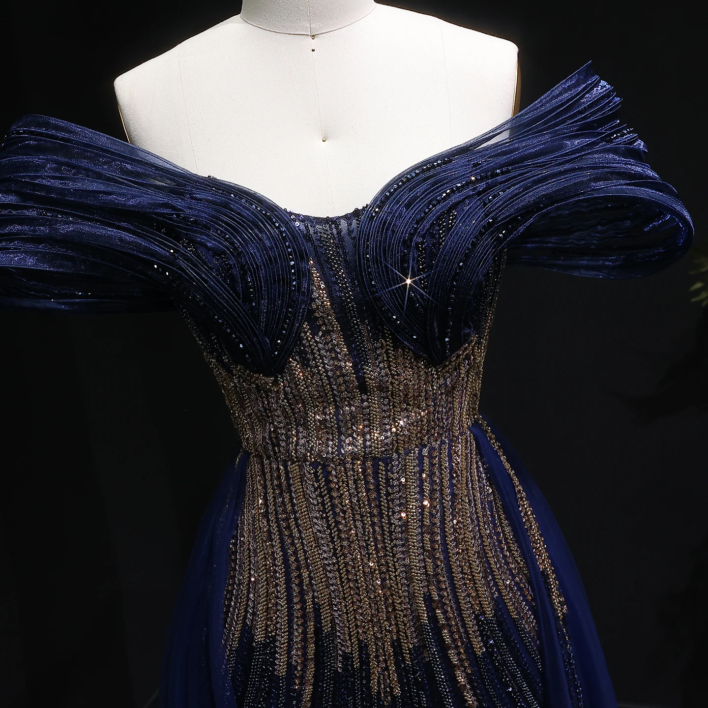 شارون سعيد فستان سهرة حورية البحر أسود طويل أنيق بدون أكتاف تنورة مطرزة للنساء للحفلات الراقصة SS717 مخصص