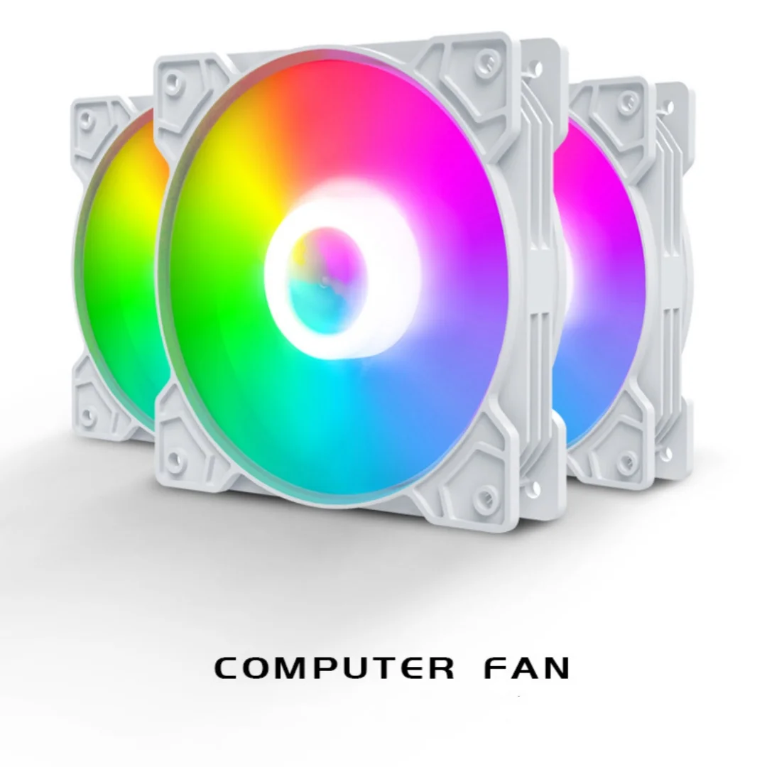 12CM LED Case Fan for PC, Ultra-Quiet Cooling Fan with 4-Pin Connector, Colorful Rainbow Lighting, Desktop Computer Cooling Fan image 6