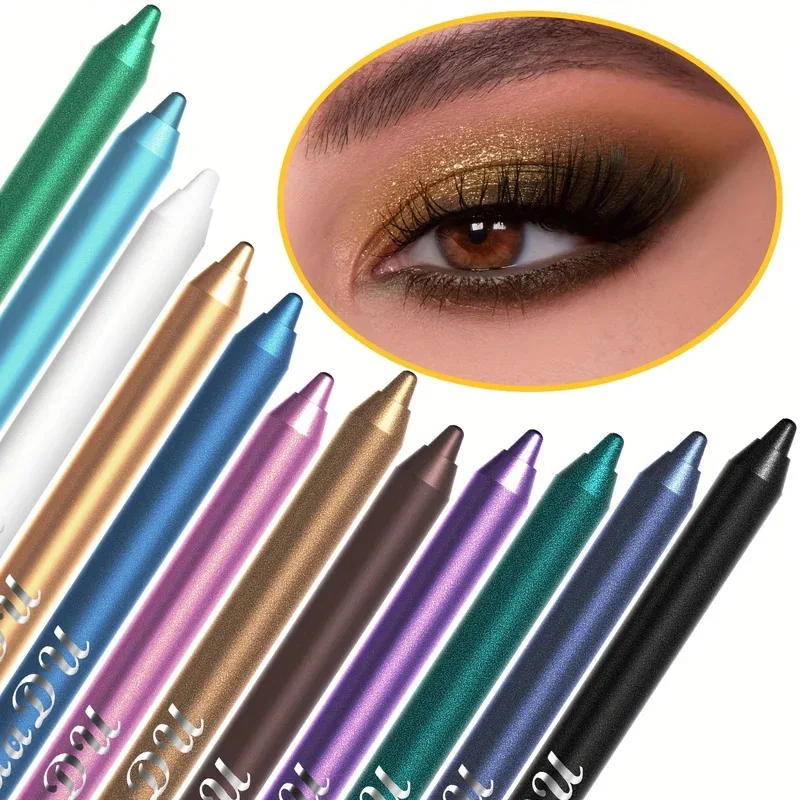 12 Stück/Set wasserfester Eyeliner-Stifte inklusive langlebigem und farblichem Textmarker mit schimmernden Effekten