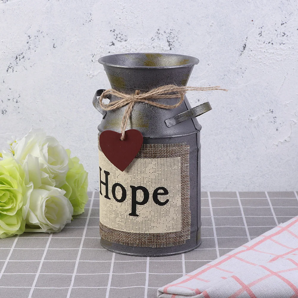 

2pcs Vintage Vase Iron Craft Home Decor Tabletop Ornament For Office Living Room Artificial Flowers Display Unique Interior