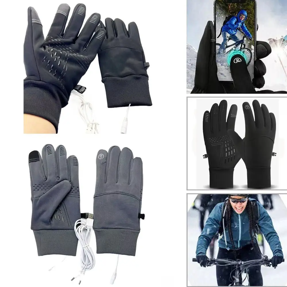 

New Autumn Winter Electric Heated Gloves USB Outdoor Sport Warm Gloves Thicken Non-Slip Mittens