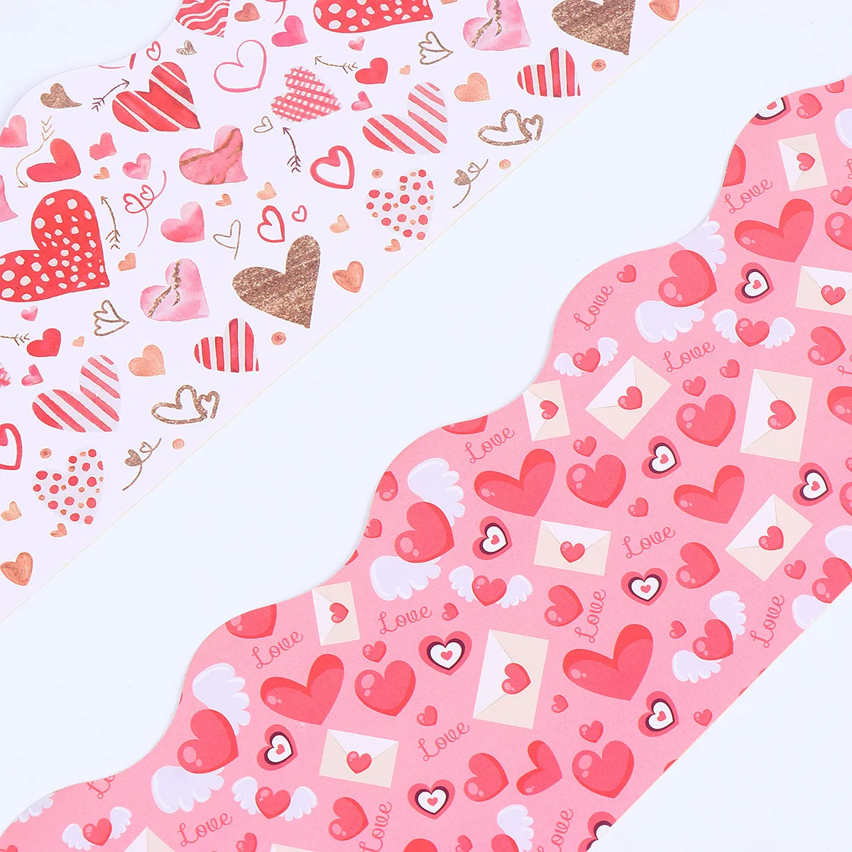 70 Pcs Heart Pattern Stickers Decoration Bulletin Boards Trim Pink and White Border for Wall view 5