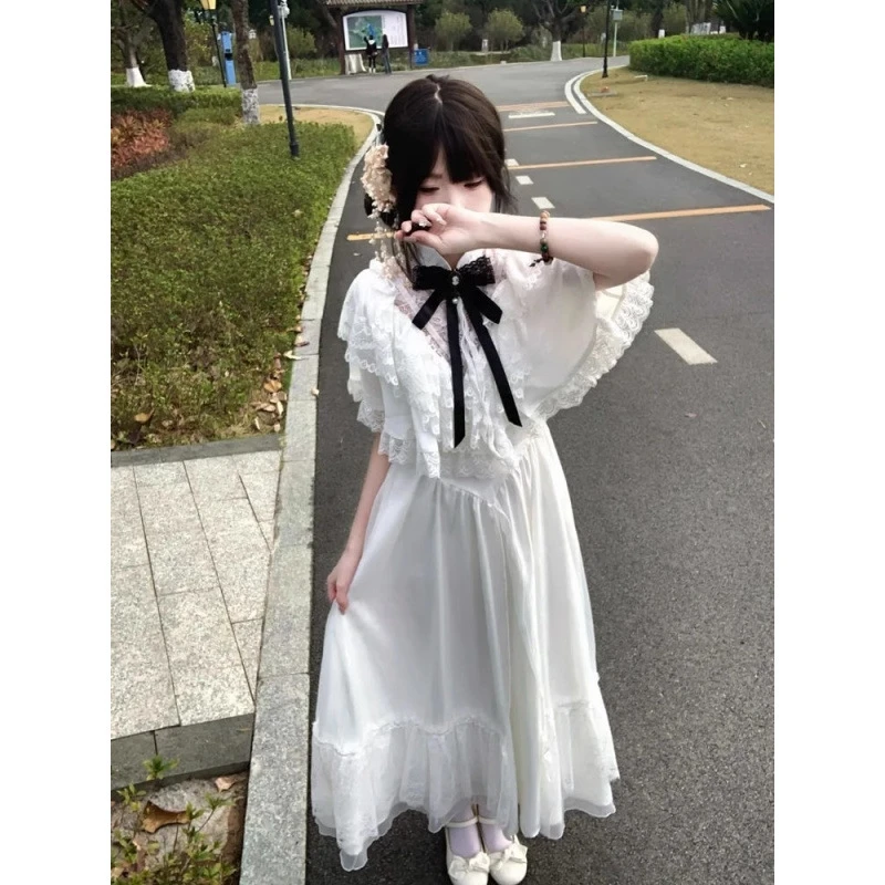 Licaboth Retro Fugitive Princess Dress, Court Style Vintage Satin Dress, Super Fairy Long Dress