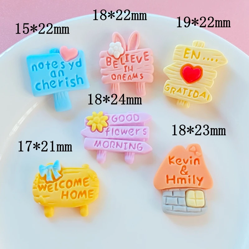 20Pcs New Mini Cute Signboard Series Flat back Resin Cabochons Scrapbooking DIY Jewelry Craft Decoration Accessorie