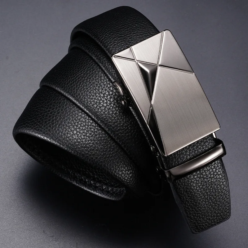 

120cm Men's Business Belt Plus Size New Metal Automatic Buckle Belt High Quality PU Leather Soft Leisure Belts for Pants Jeans