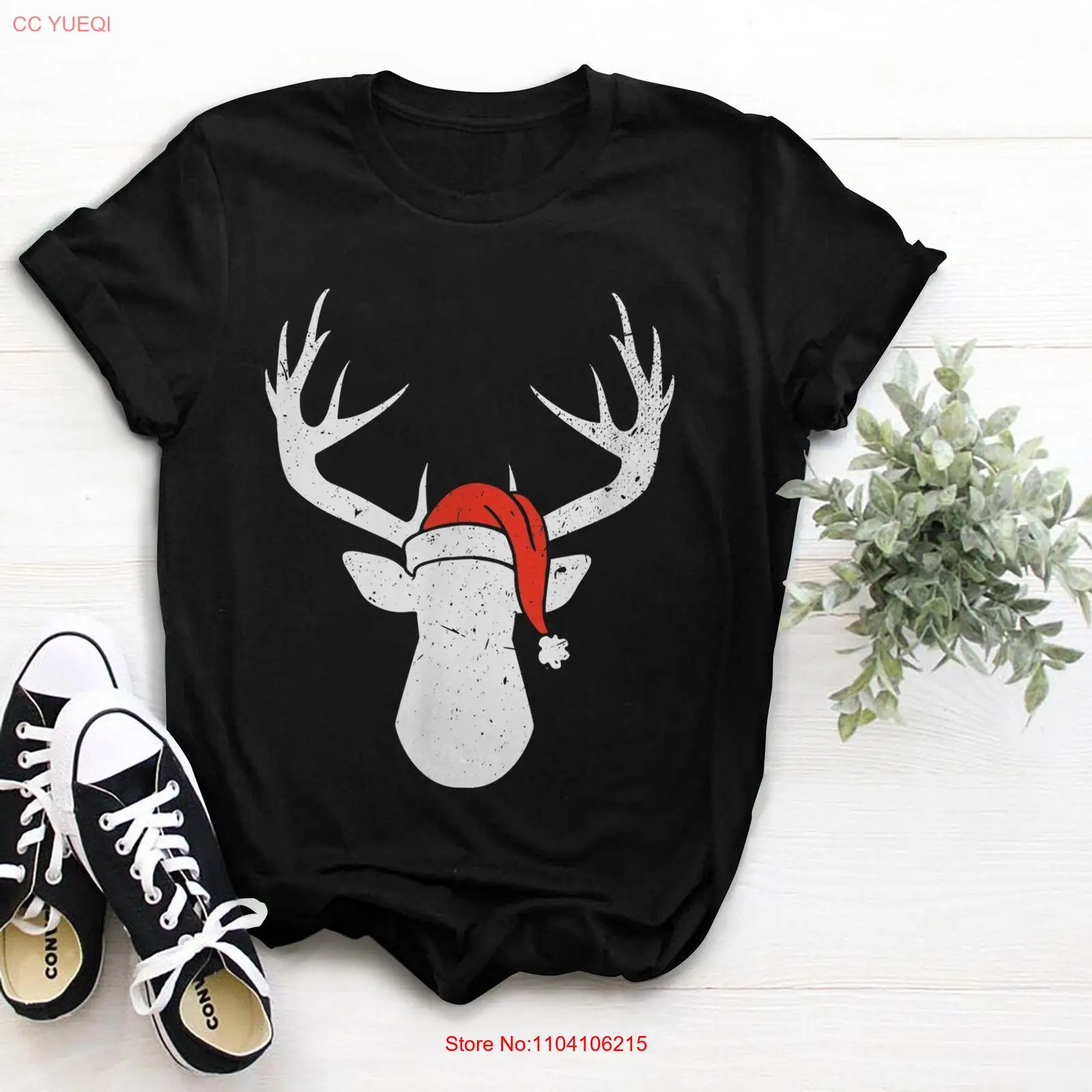 Camiseta de veado com chapéu de Papai Noel, pijama de Natal, presente de caça