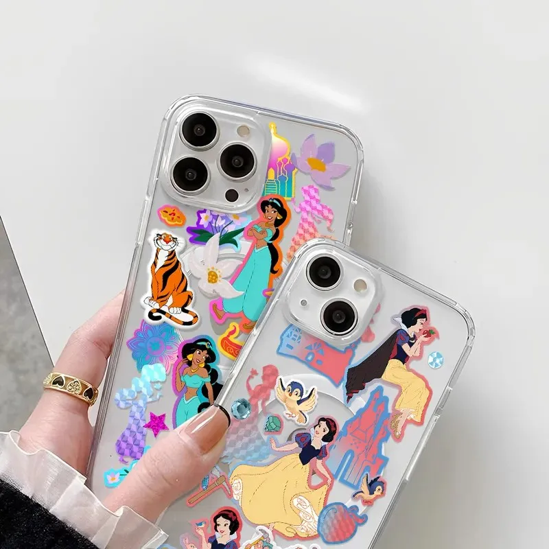 เคสโทรศัพท์แม่เหล็กสวยงามลายสโนว์ไวท์และจัสมิน สำหรับ iPhone 17 16 15 14 13 12 11 8 7 Air Plus Pro Max X XR XSMax  วัสดุ TPU