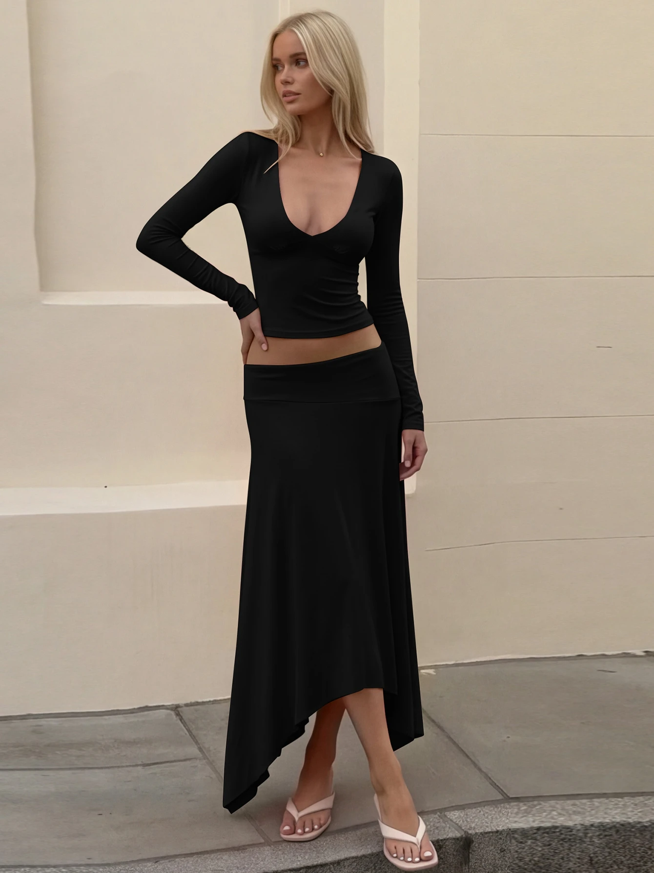 ชุดแฟชั่น Hugcitar 2 ชิ้น เสื้ - Crop Top Crochet บทวิจารณ์และราคา