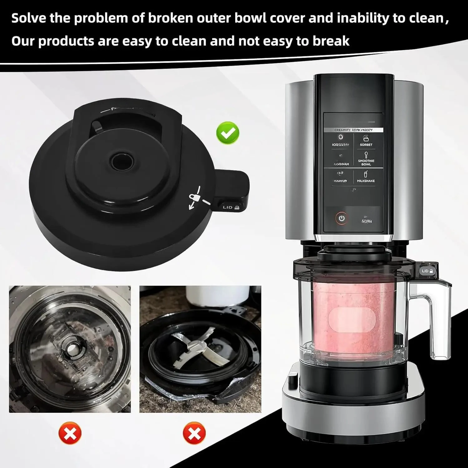 

Adapted for Ice Cream Maker Outer Bowl for Ninja Cover Compatible with Ninja NC299AMZ/NC301/NC300