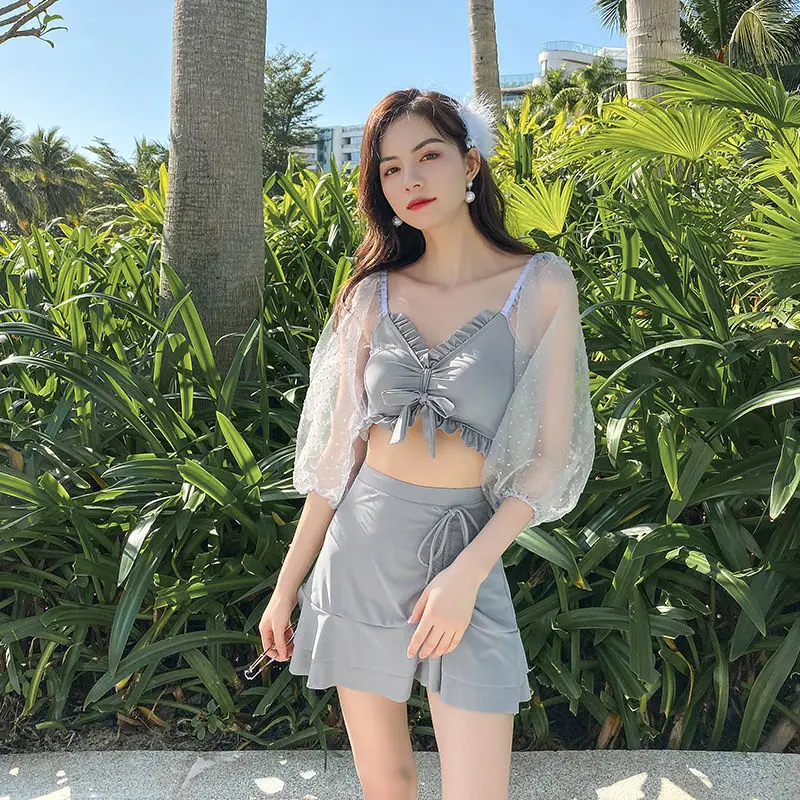 

Conservative Women's Bikini Swimsuit Summer Slimming Pure Desire Internet Famous Sle Meat Covering Fairy like Swimwear