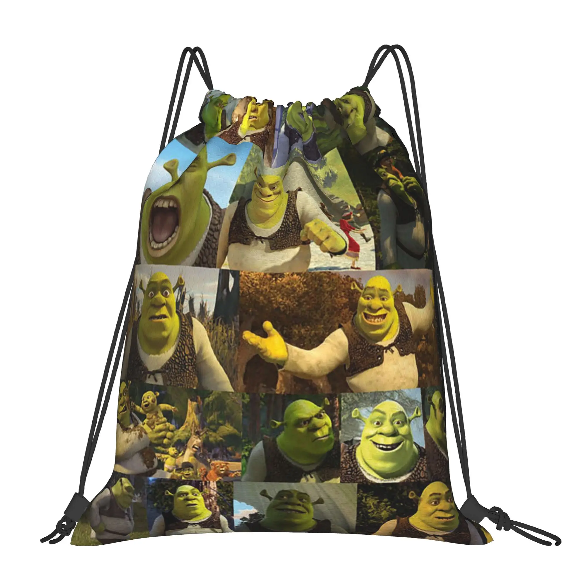 Shreks Memes Collage Drawstring Backpack Sports Gym Bag Water Resistant Anime Funny Face String Sackpack 36cm (W) x 43cm (H)