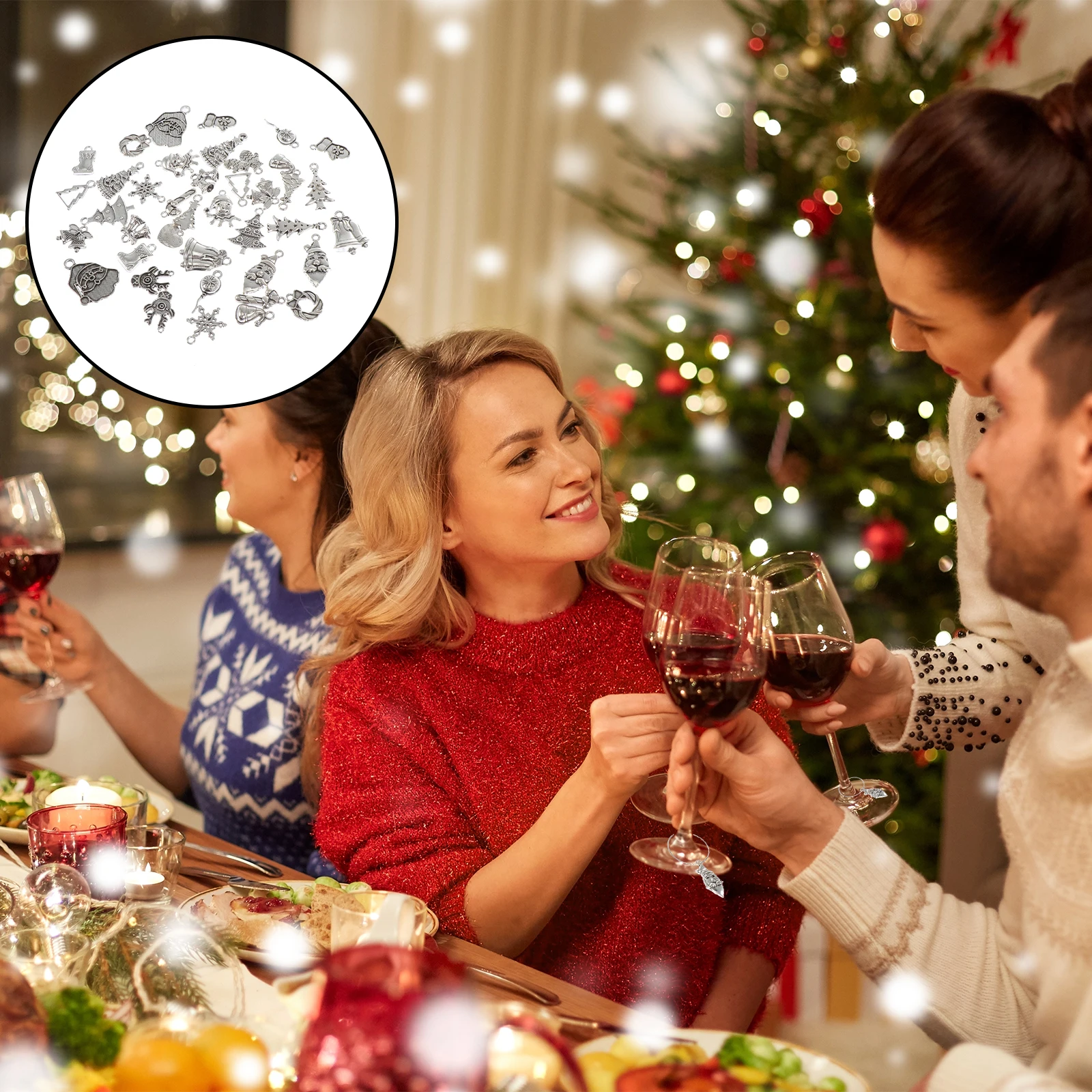

Christmas Decoration Charms Jewelry Making Pendants Glass Tag Ring Earring DIY Necklace Hanging Zinc Alloy Quality