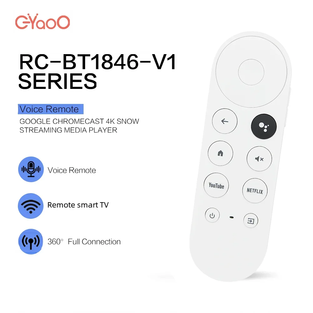 Voice Remote Replacement For Google TV 4K Snow G9N9N GA01920 With YouTube And Netflix Shortcut Buttons