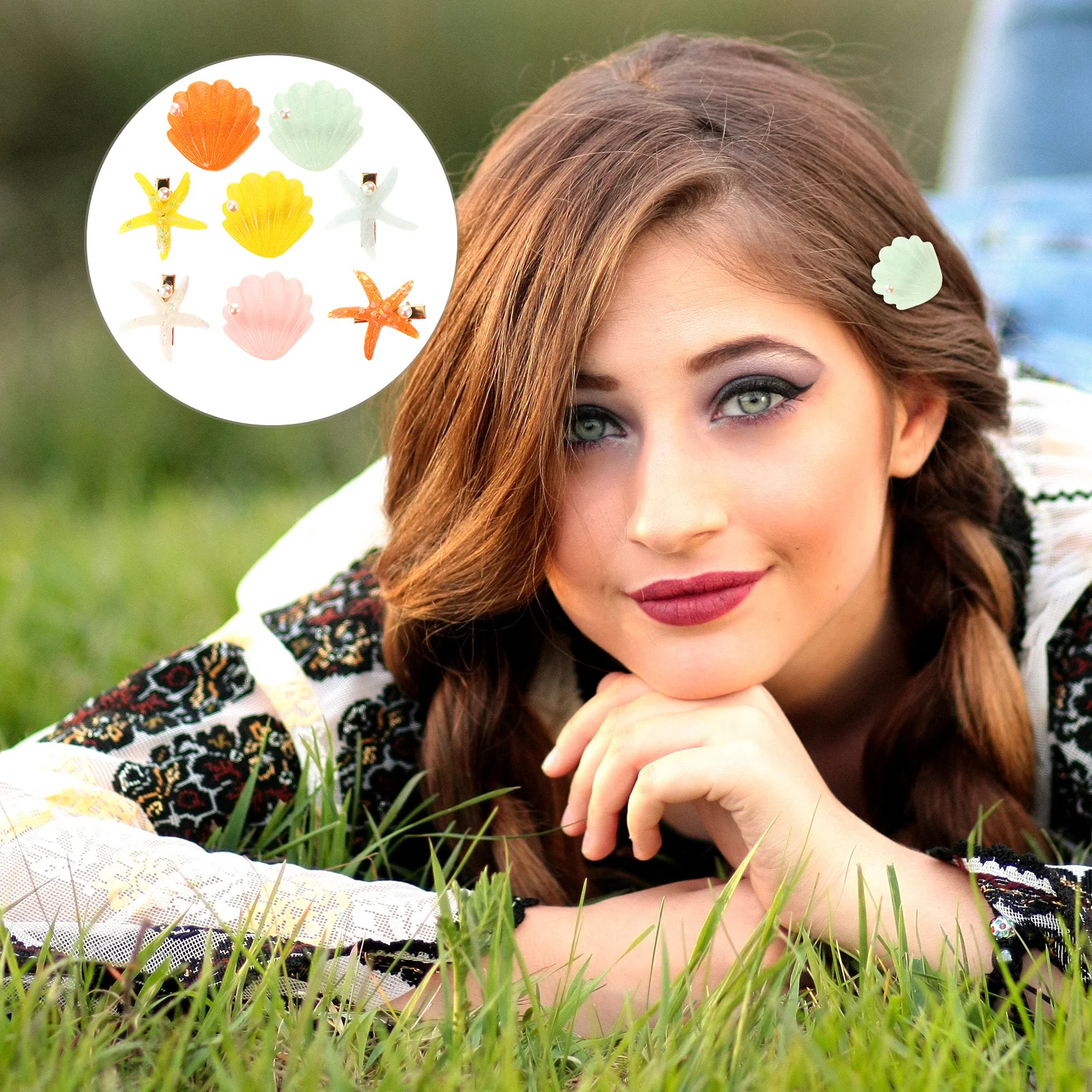 

4Pairs Acrylic Shell Pearl Hairpin Girls Hair Clip Lightweight Durable Elegant Hairpin for Special Occasions Beach Party Hair