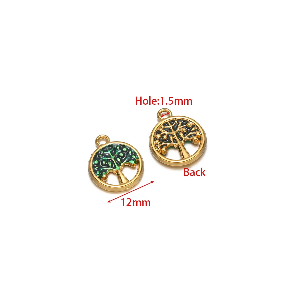 5 Stück Edelstahl Runde Emaille Lebensbaum Anhänger für DIY Schmuck, Halsketten, Armbänder, Ohrringe und Accessoires – Detail 2