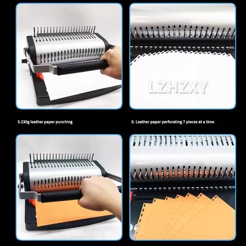 Coil Spiral Binding Machine Manual Book Maker 21-Holes Binding 380 Sheets Punch Binder with Adjustable Coil Binding Spines