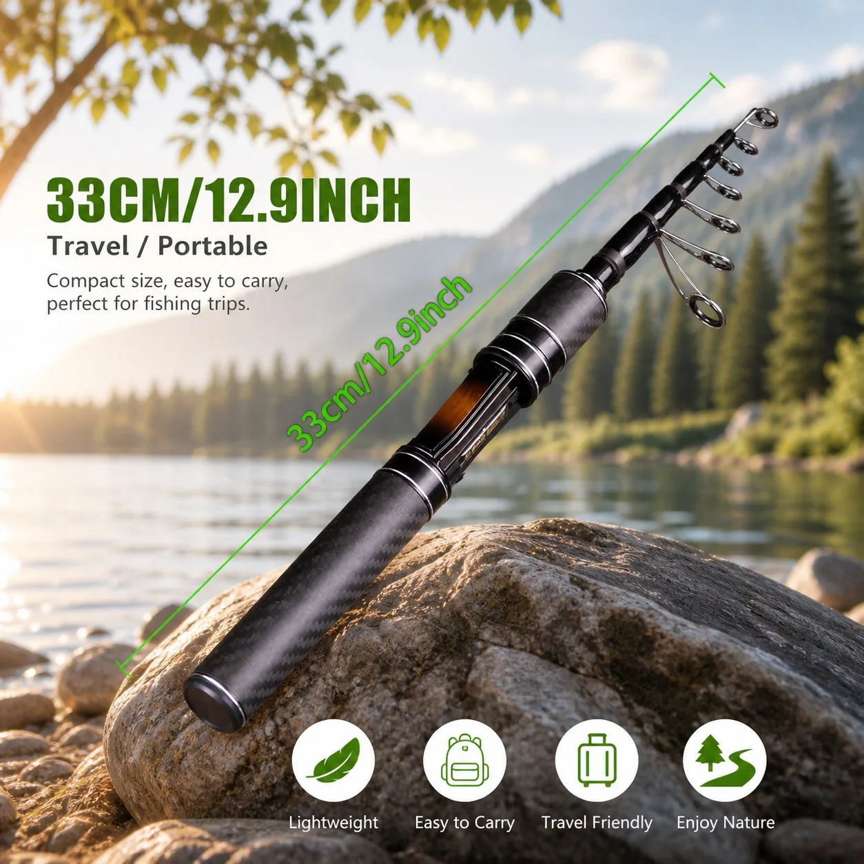 BAKAWA MINI 1,8M 100% Carbonfaser Teleskop-Reiseangelrute Tragbare Hochwertige Angelrute Geeignet für Fluss- und Bachfischen – Detail 8