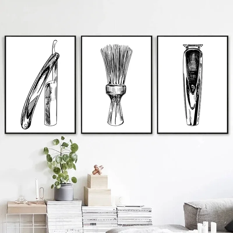 Hair Salon Stylist Haircut Posters Shave Beard Hairdresser Prints Canvas Painting Wall Art Pictures Barbershop Room Home Decor