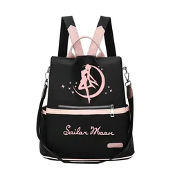 Sailor Moon-mochila de Anime para mujer, bolso escolar de gran capacidad, Oxford, Diagonal de un solo hombro, doble propósito