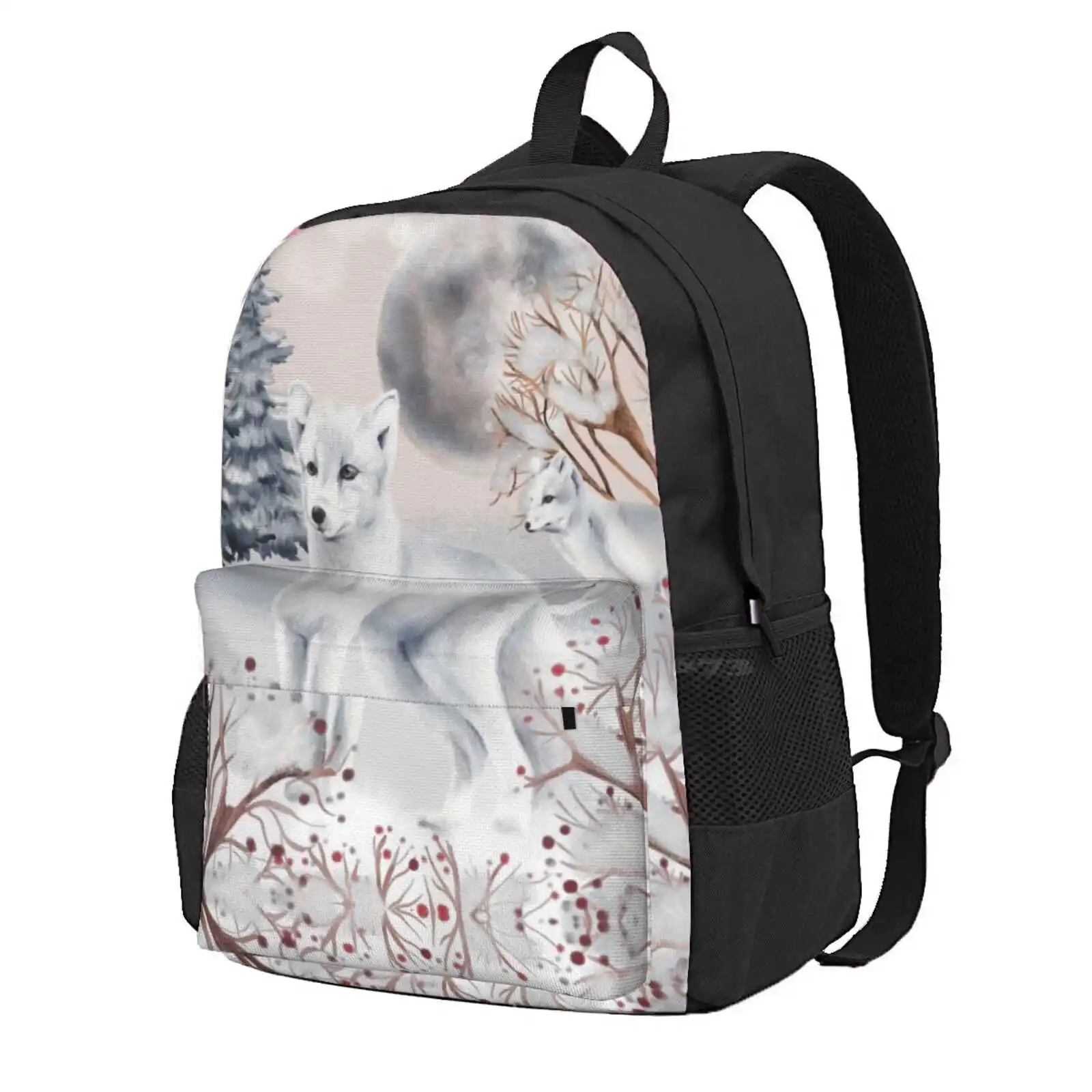 Arctic Foxes In A Winter Paradise. Soft, Crisp, Cool, And Soothing. Hot Sale Schoolbag Backpack Fashion Bags Just A Girl Who