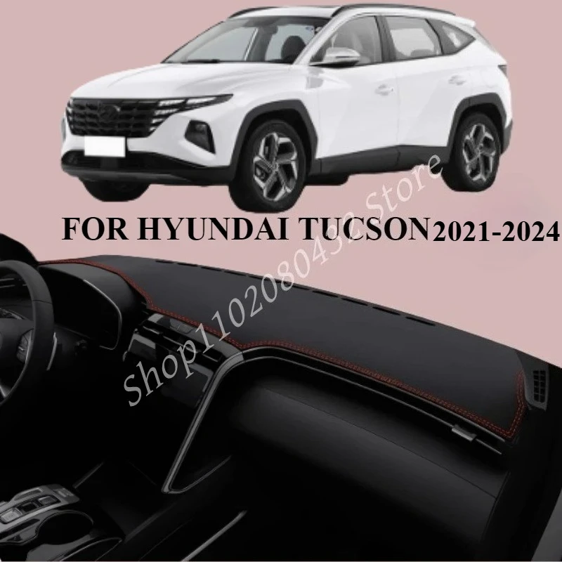 

LHD FOR HYUNDAI TUCSON 2021-2024 Car Artificial Leather Dashboard Cover Car Avoid Light Pad Anti-Dirty Mat Sun Shade Pad