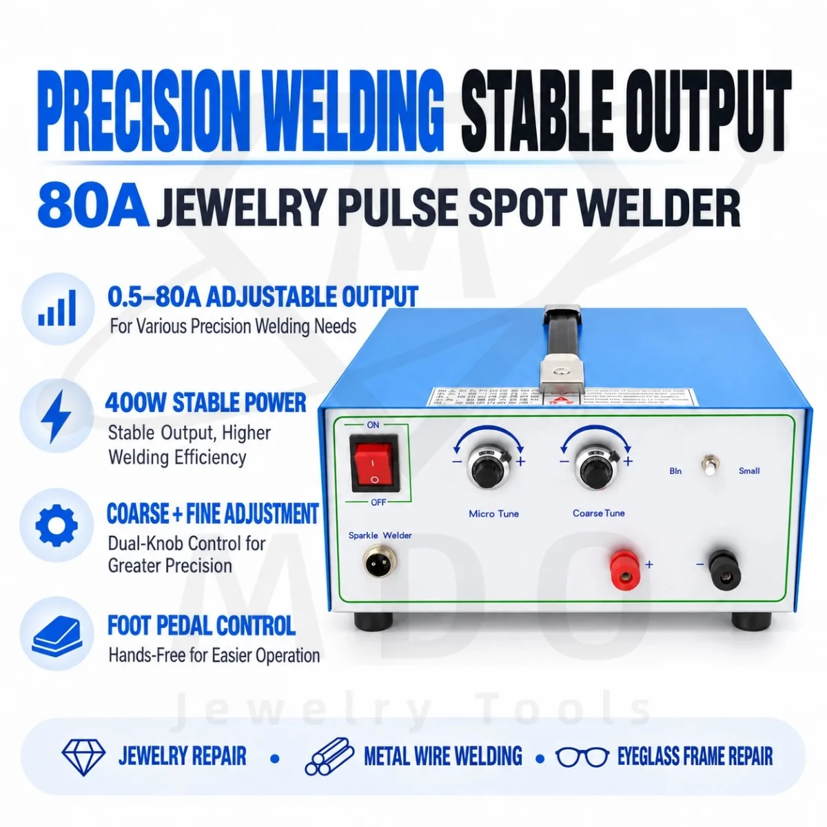 400W Electric Pulse Jewelry Spot Welder For Gold Silver Platinum Necklace Circle Welding 80A Jewelry Spot Welding Machine
