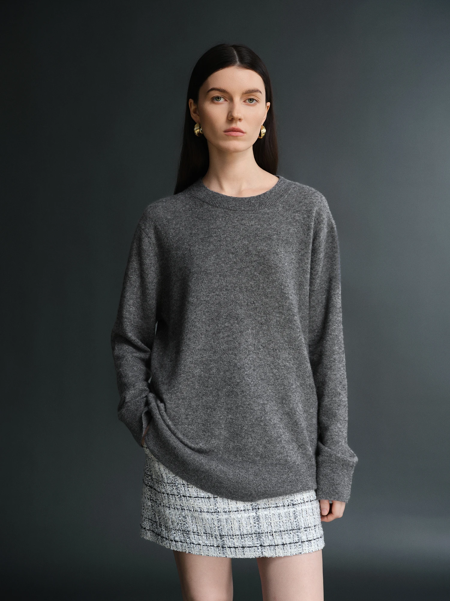 

Шелковый вязаный свитер с круглым вырезом, классический, женский, мягкий, теплый, модный, для повседневной носки, зимний, незаменимый.