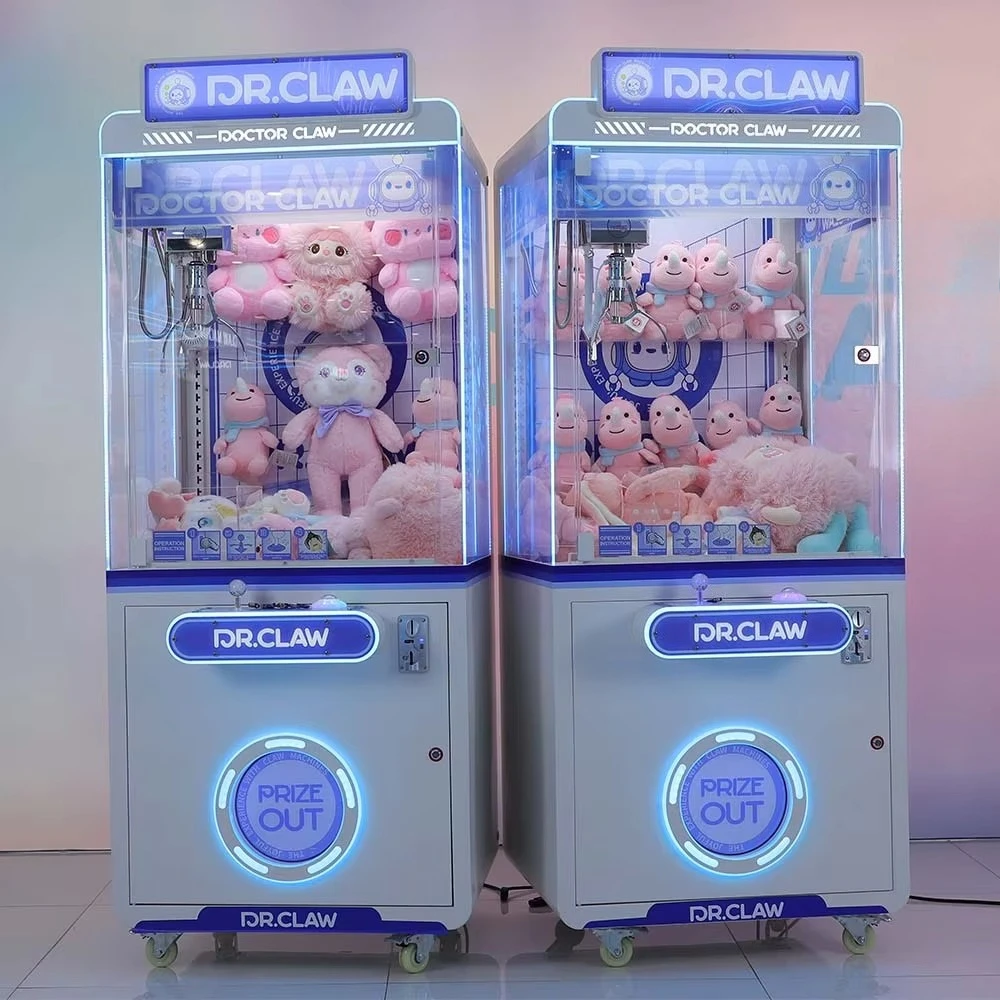 Amusement Crane Game Machine Coin Operated Transparent Claw Machine Doll Blue Claw Crane Machine