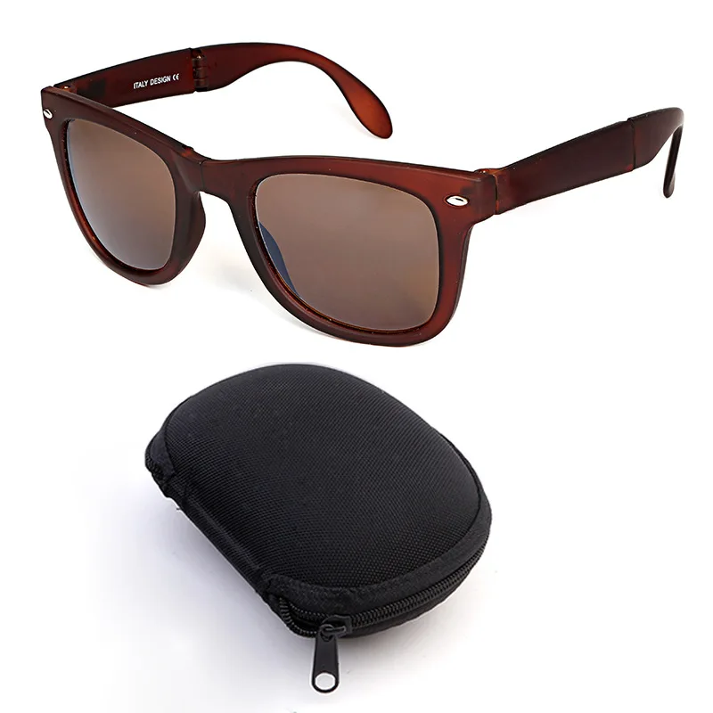 Tragbare, faltbare Sonnenbrille mit Box, modische Sonnenbrille, UV400 AC-Gläser, rutschfestes Design, Outdoor-Brille für Männer und Frauen, Retro-Glas – Detail 5