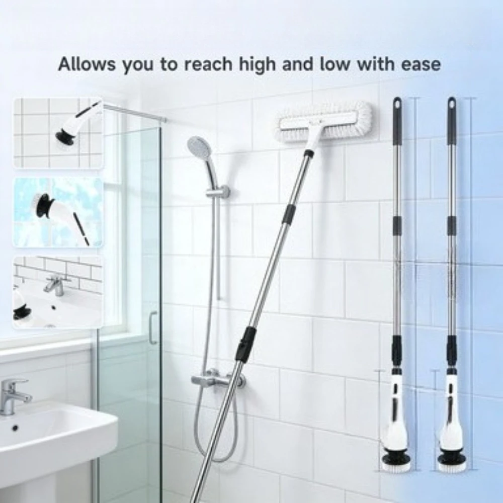 

Электрическая щетка для чистки 9-в-1, многофункциональный вращающийся скруббер для ванной, кухни, туалета, автомобиля, бытовая машина для глубокой очистки