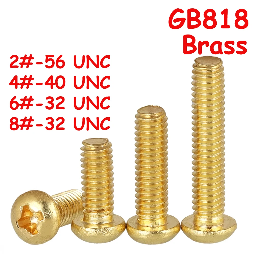 

Yiqianyuan 10Pcs/Lot 2# 4# 6# 8# UNC DIN7985 GB818 Brass Cross Recessed Pan Head Precision Bolts Phillips Screws