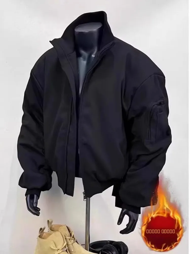 

Мужская зимняя модная рабочая одежда Bla Bomber Jaet в стиле ретро, американская летная рабочая одежда, пальто свободного кроя из полиэфирного волокна, теплая длинная молния све