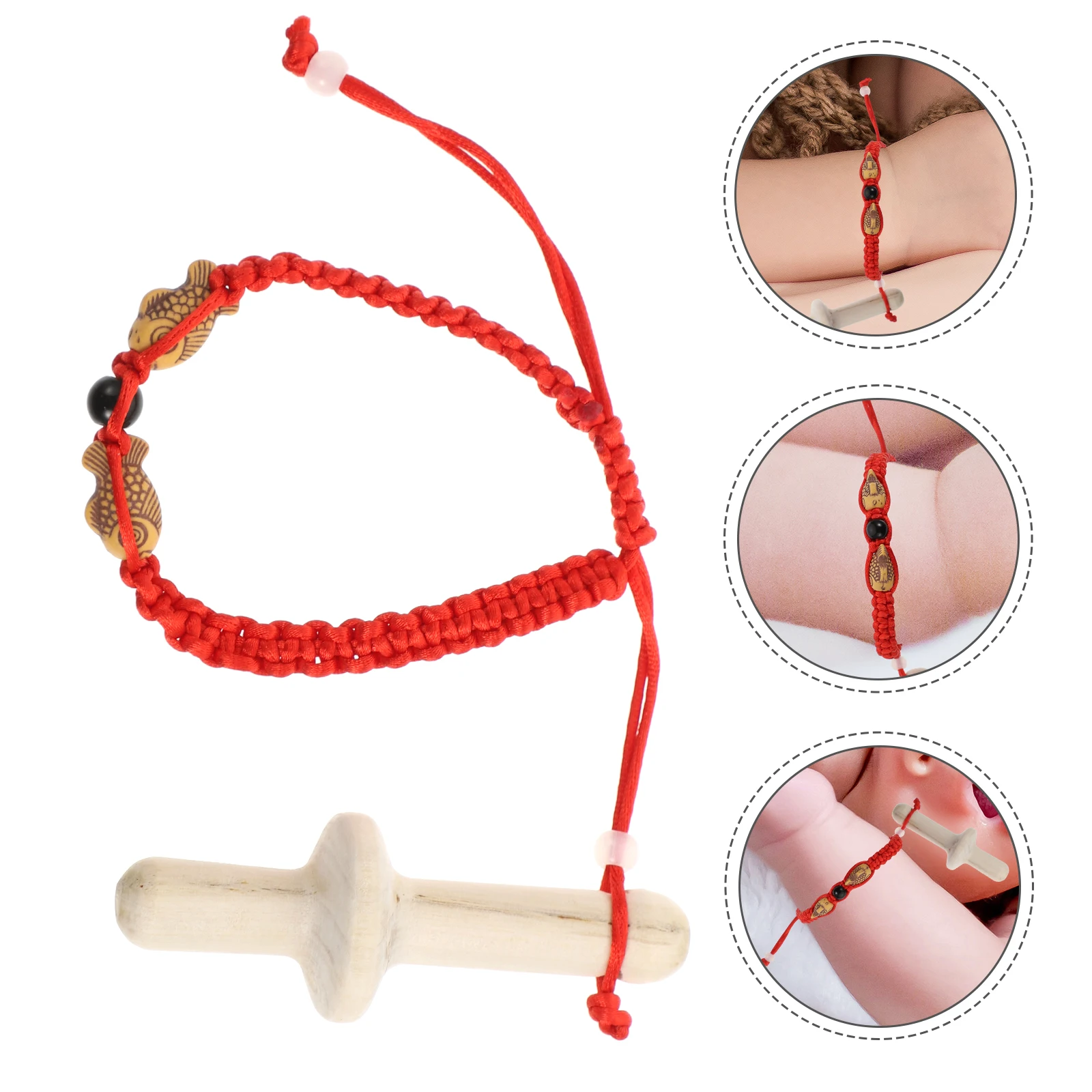 1Pcs Baby Molar Teether Red White Soothing Wooden Chewing Infant Teething Anti-Eating Hand Grip Exercise Coordination