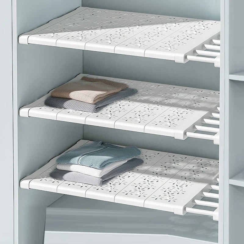 

New Shelves Closet Wardrobe Organizers Storage Shelves Racks Telescopic Shelves Wall Mounted Racks for Kitchen Accessories