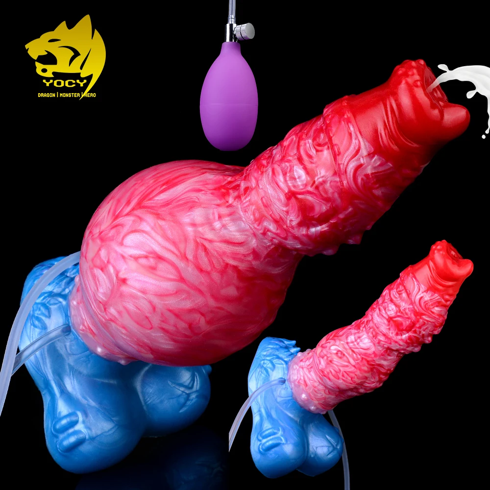 Mainan seks silikon Stimulator vagina Plug Anal simpul besar 8.9cm Dildo Anal kuda semprotan tiup mainan seks hewan Fetish Penis