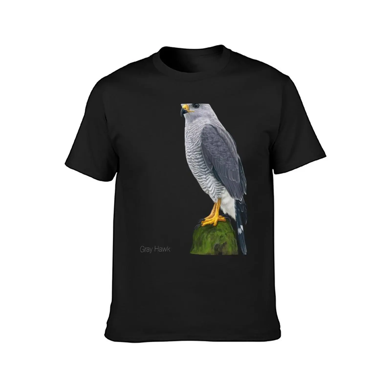 Gray Hawk Bird Illustration T-Shirt plus size tops summer clothes shirts graphic tees Short sleeve tee men