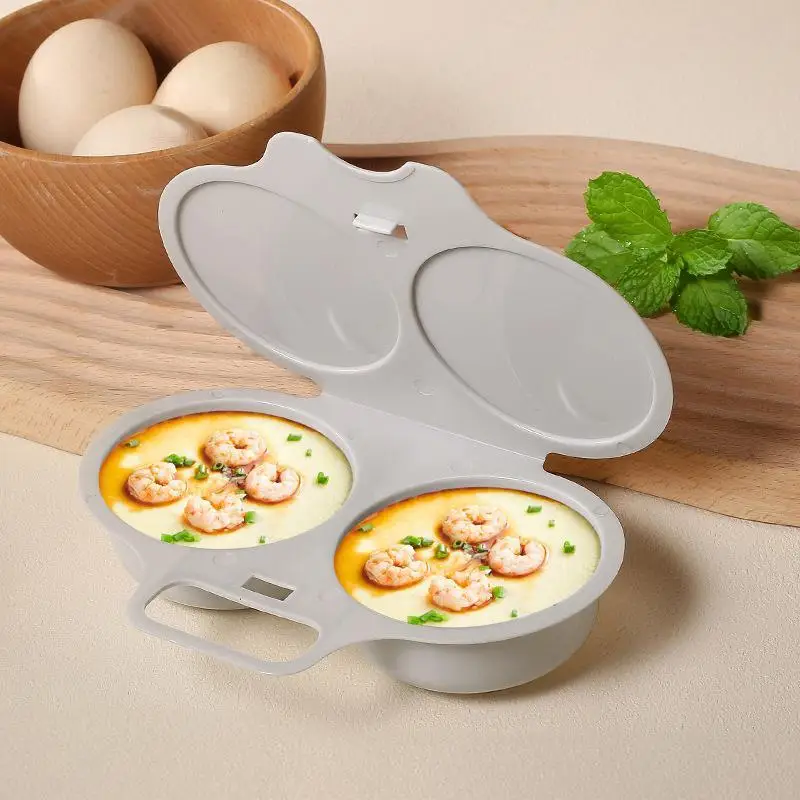 New Microwave Egg Cooker 2 Cavity Egg Poacher Plastic Egg Making Mold For Home Breakfast Cooking Easy Clean Heat Resistant