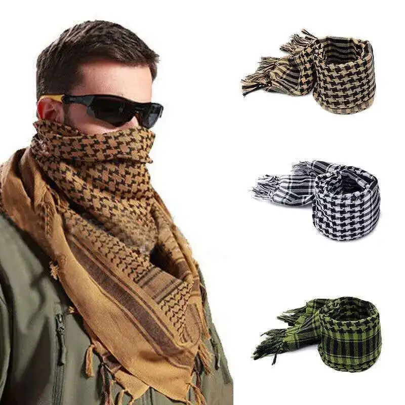 Bellissimo scialle arabo Arafat Keffiyeh Kafiya Leggero militare Shemagh palestinese Sciarpa a righe da uomo con nappe Morbido caldo