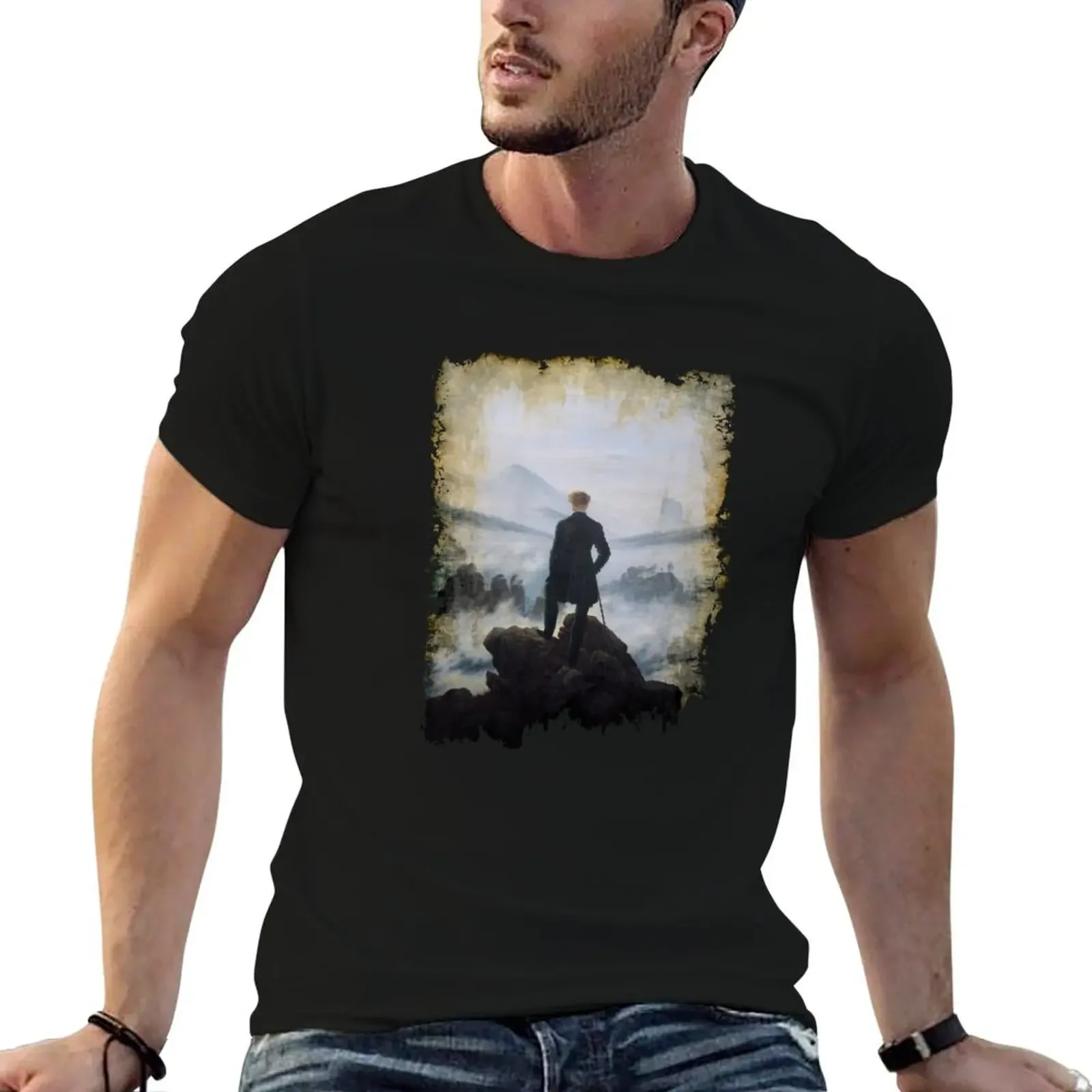 Caspar David Friedrich The Wanderer art lover gift t shirt T-Shirt korean fashion Man t-shirt mens workout shirts