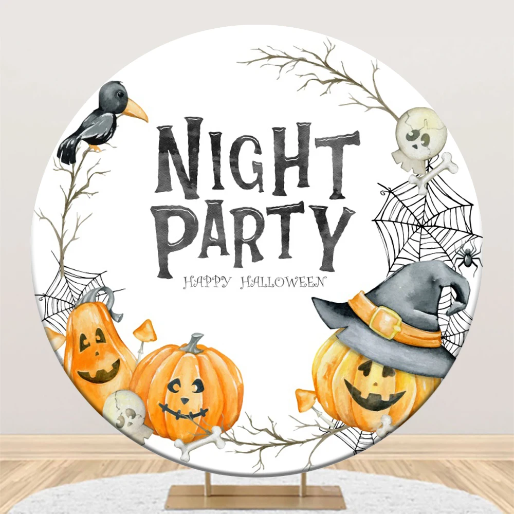 خدعة أو علاج خلفيات مستديرة للهالوين غطاء حلوى اليقطين ديكور حفلات الهالوين للأطفال خلفية دائرة لأعياد ميلاد الأطفال