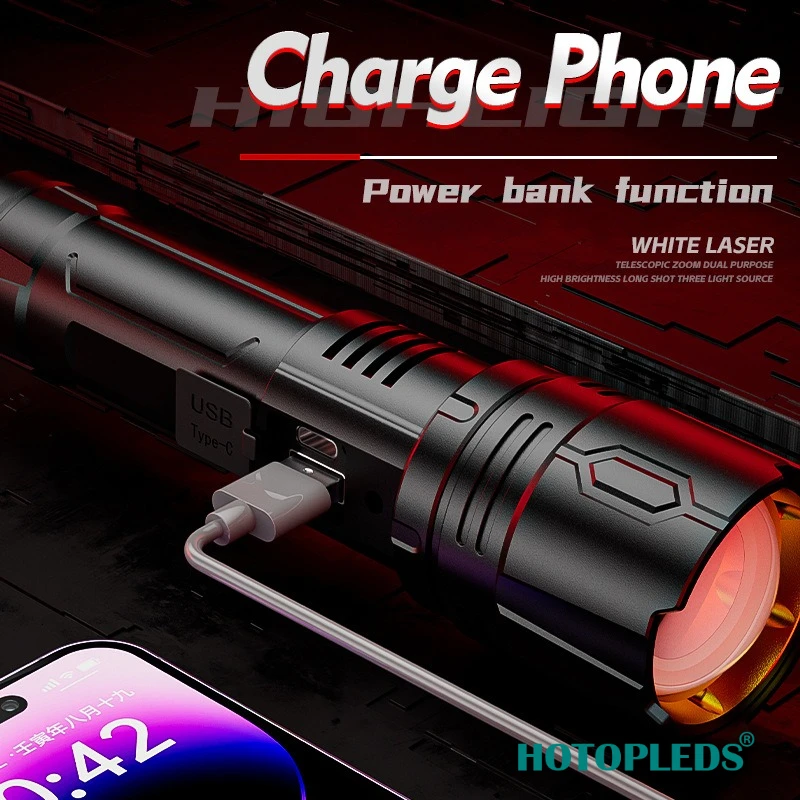 

white laser outdoor emergency long battery life long-range long-range zoom intelligent electric display strong light flashlight