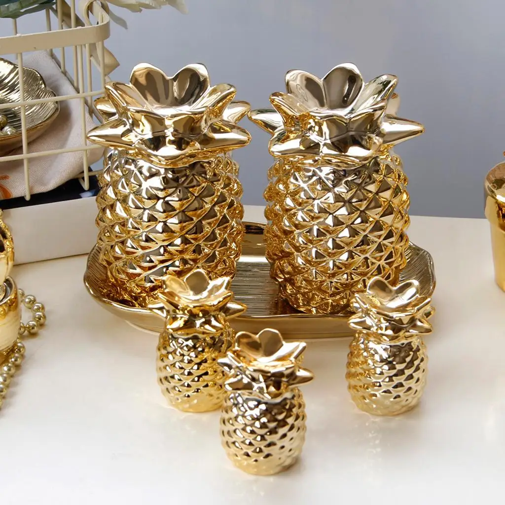 

Pineapple Ornament Ceramic Figurines Decorative Pineapple Gold Artificial Fruit