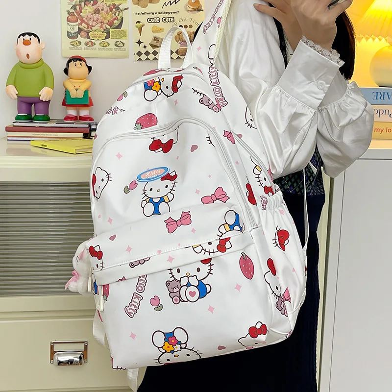 Sanrio Cinnamoroll Hello Kitty My Melody Print Anime Backpack Preppy College School Daypack Travel Commute Knapsack Laptop Bag