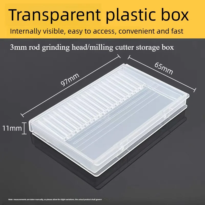 1/2/3PCS 20 Slots Clear Nail Drill Bit Brush Plastic Storage Box Holder Container Manicure Cutters Accessories Nail Art Tool view 5