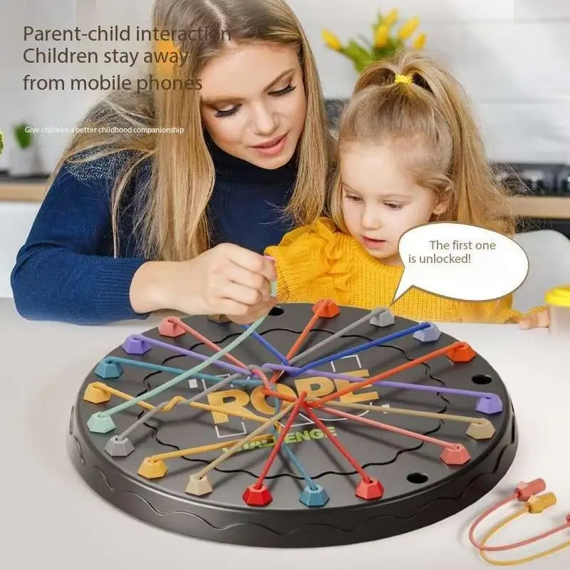 Kid Rope Knots Puzzle Social Board Game Color Line Twisted Connected Ropes Sorting Logic Thinking Challenge Strategy Table Game