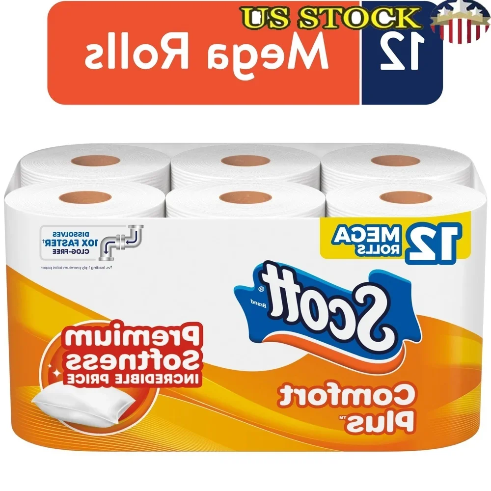 

ComfortPlus Toilet Paper 12 Mega Rolls Thick Soft Strong Clog-Free Unscented 3x Thicker 4x Stronger Septic Safe 3720 Sheets